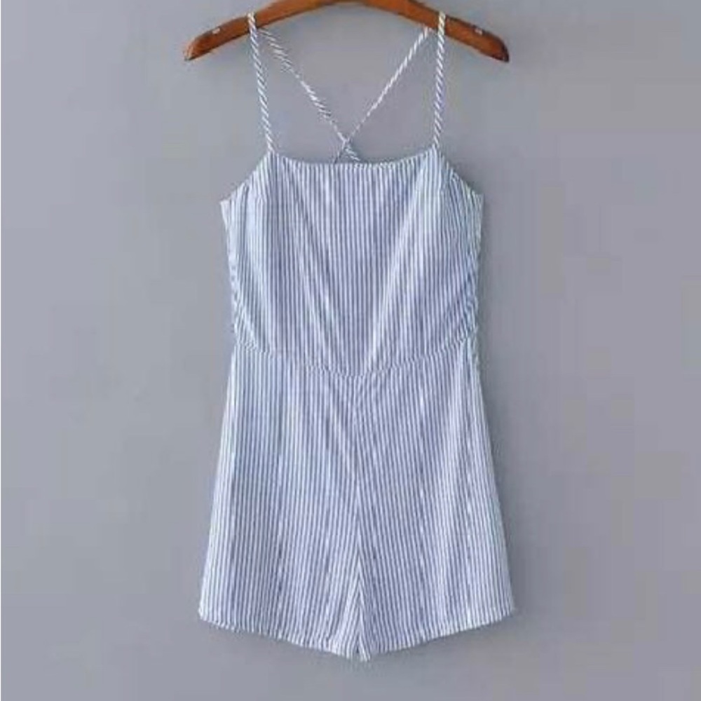 Blue and white stripped romper from H&M size 0